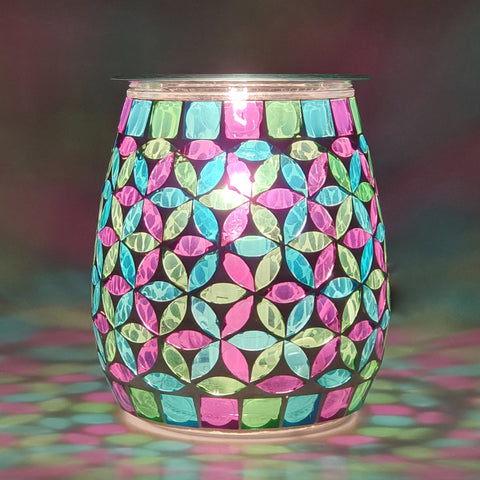 The beautiful hand-crafted geometric mosaic Wax Melt Burner gives a rustic feel and a simple way to add an eye-catching pop of colour into your house.