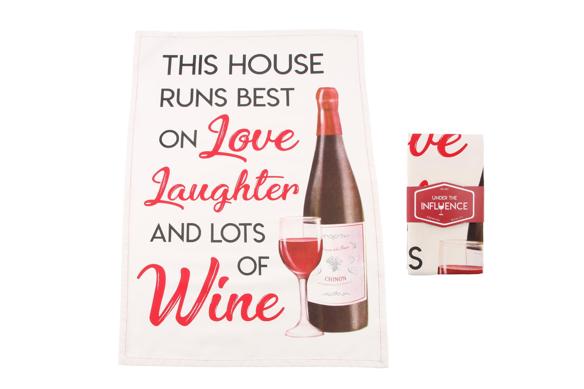 Tea Towel - House runs on love, laughter & wine