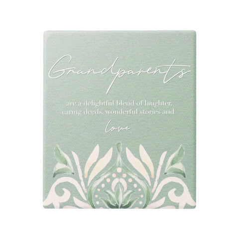 Ceramic grandparents verse with embossed design, stand and hanging hook