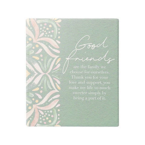 Ceramic good friends verse with embossed design, stand and hanging hook