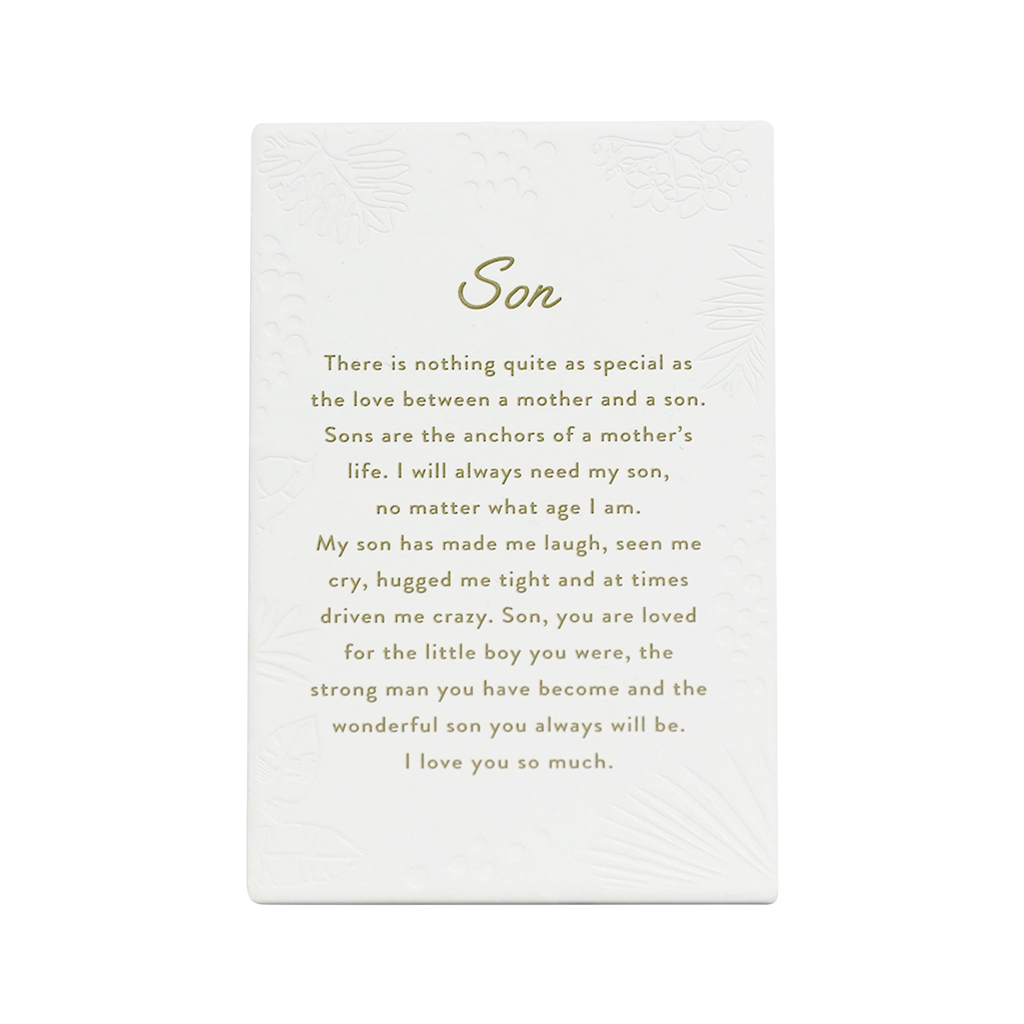 Inspired by their previous best-selling Life Quotes range, Precious Quotes include 12 different verses, with each Quote a meaningful gift idea for someone special. Conveying a custom themed message in a 3D embossed text upon delicate etched floral designs, each Precious Quote also comes with its own custom gift box that features exquisite gold foil detail and personalised ‚“To‚ and ‚“From‚ fields.