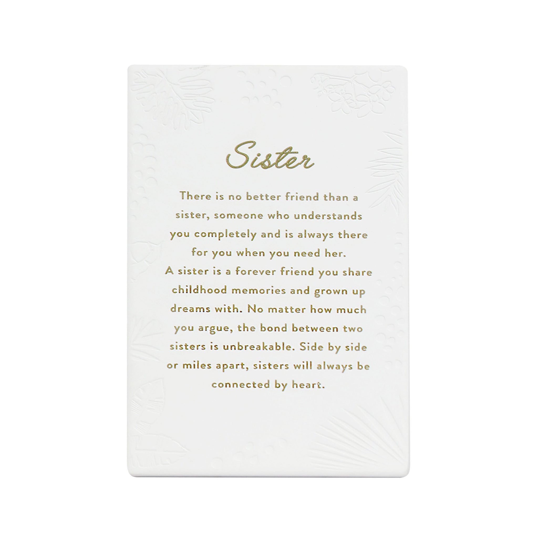 Inspired by their previous best-selling Life Quotes range, Precious Quotes include 12 different verses, with each Quote a meaningful gift idea for someone special. Conveying a custom themed message in a 3D embossed text upon delicate etched floral designs, each Precious Quote also comes with its own custom gift box that features exquisite gold foil detail and personalised ‚“To‚ and ‚“From‚ fields.