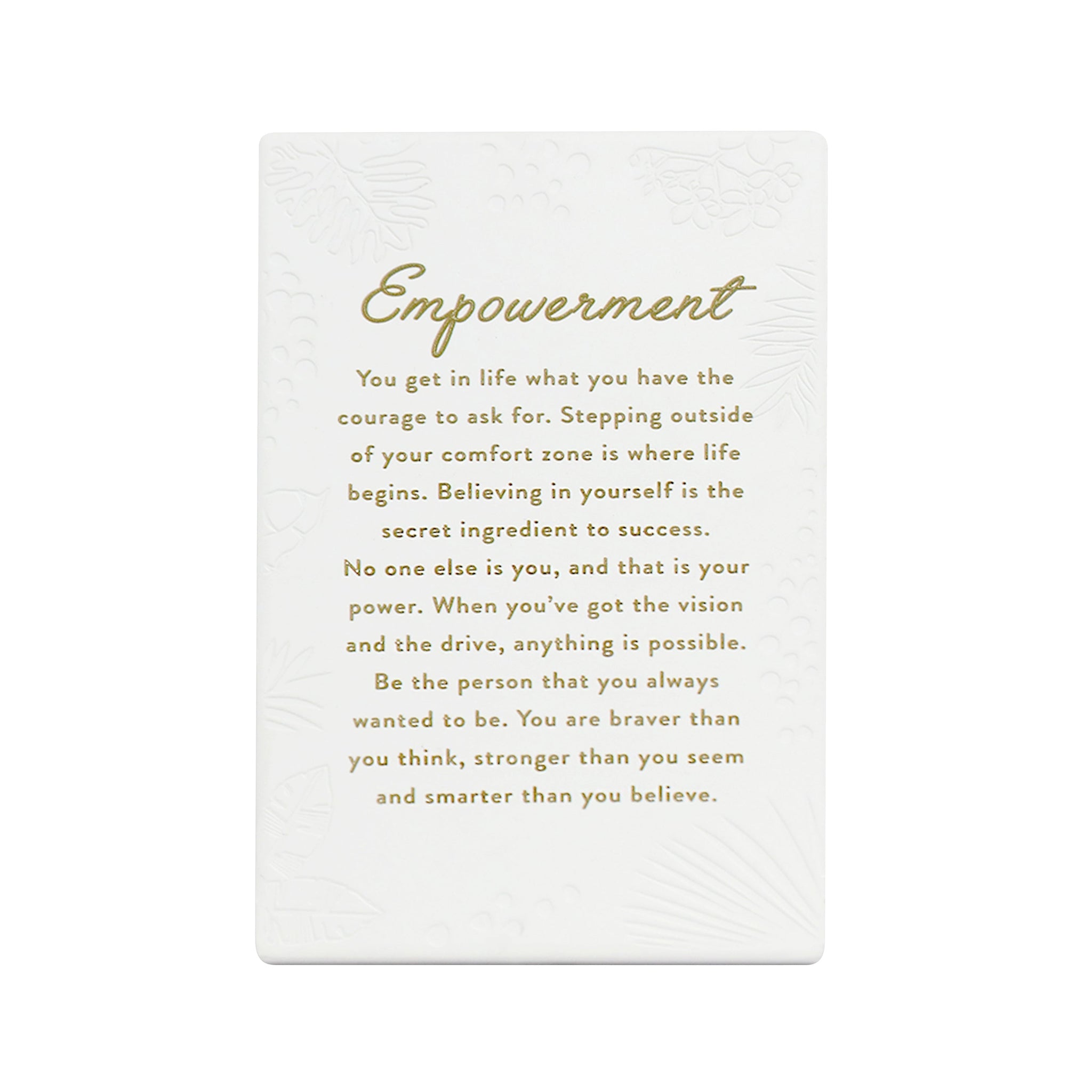 Inspired by their previous best-selling Life Quotes range, Precious Quotes include 12 different verses, with each Quote a meaningful gift idea for someone special. Conveying a custom themed message in a 3D embossed text upon delicate etched floral designs, each Precious Quote also comes with its own custom gift box that features exquisite gold foil detail and personalised ‚“To‚ and ‚“From‚ fields.