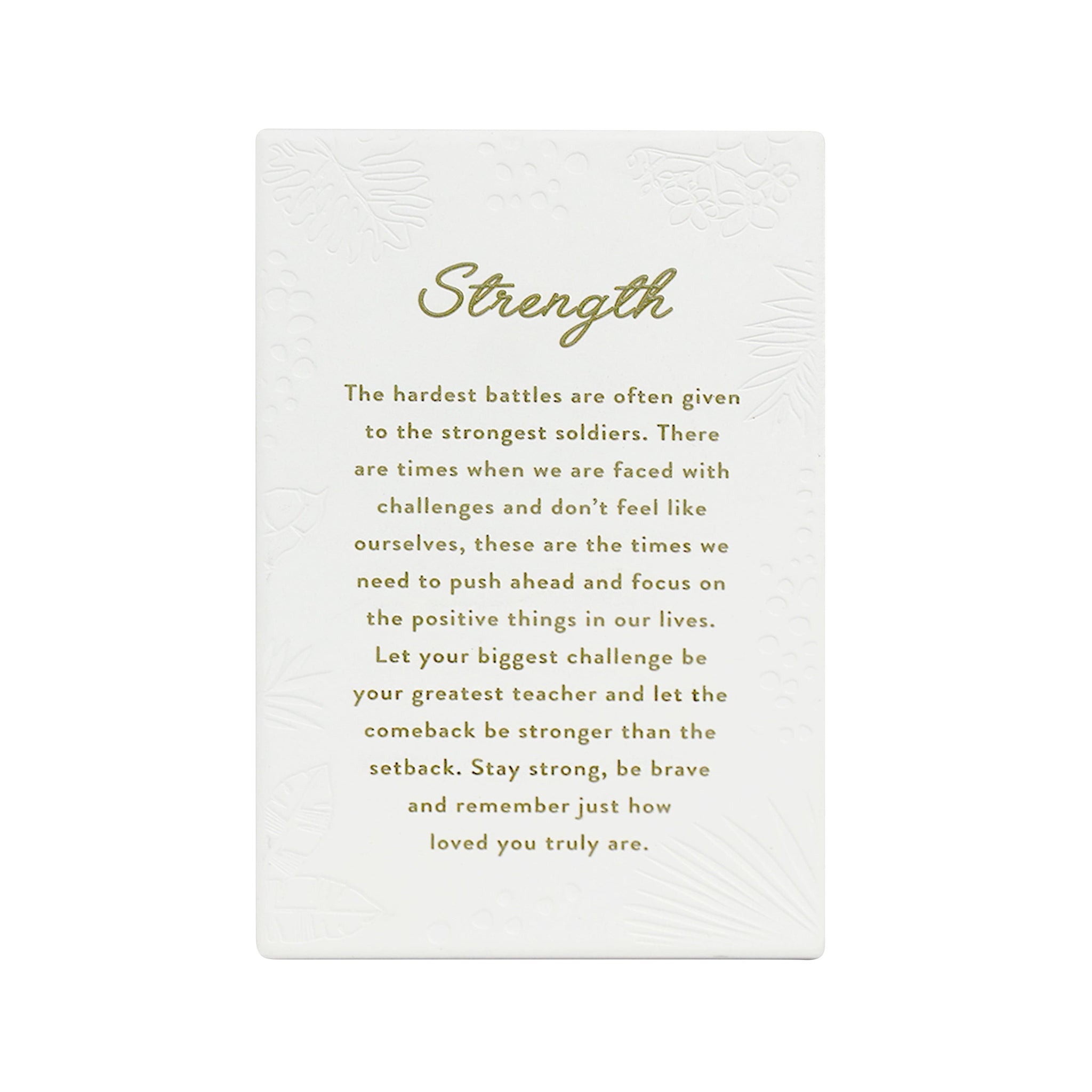 Inspired by their previous best-selling Life Quotes range, Precious Quotes include 12 different verses, with each Quote a meaningful gift idea for someone special. Conveying a custom themed message in a 3D embossed text upon delicate etched floral designs, each Precious Quote also comes with its own custom gift box that features exquisite gold foil detail and personalised ‚“To‚ and ‚“From‚ fields.