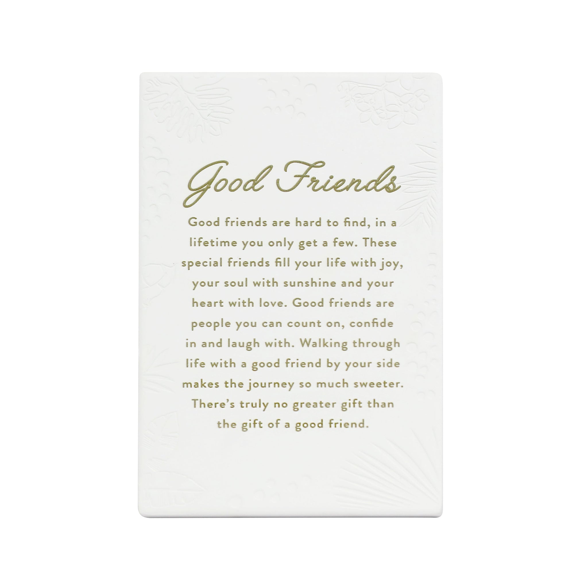 Inspired by their previous best-selling Life Quotes range, Precious Quotes include 12 different verses, with each Quote a meaningful gift idea for someone special. Conveying a custom themed message in a 3D embossed text upon delicate etched floral designs, each Precious Quote also comes with its own custom gift box that features exquisite gold foil detail and personalised ‚“To‚ and ‚“From‚ fields.