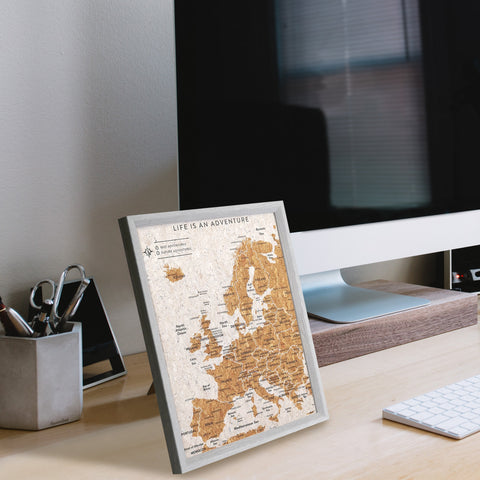 Splosh Travel Map Europe Desk Grey