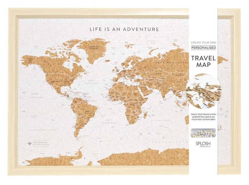 The Splosh Travel Map collection is the ideal way to plan and plot all your visits to countries across the world, both past and present. Add some personalised colour to your pin board using the colour-coded metallic pins provided you can reminisce about all your past endeavours with family and friends and create a wish-list for the future with your push pin map.